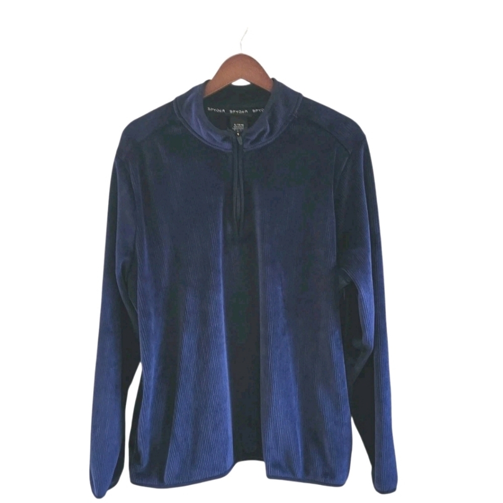 Spyder Ribbed Velour Corduroy 1/4 Zip Navy Blue Pullover Sweater Pockets Men XL